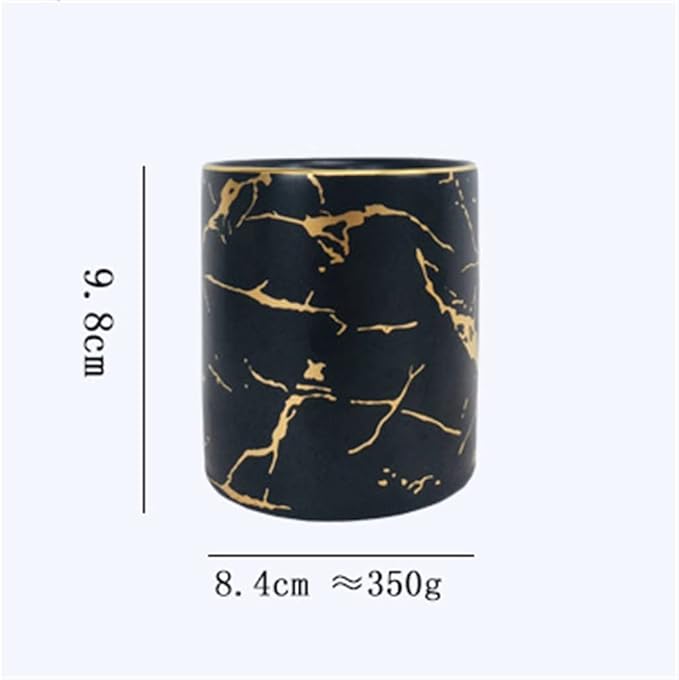 Portapenne Marmorizzato Fulmine Oro Pennello per Trucco Tazza Portaoggetti Tazza Tubo portaoggetti Arredamento per la casa (D 8.5 * 8Cm)