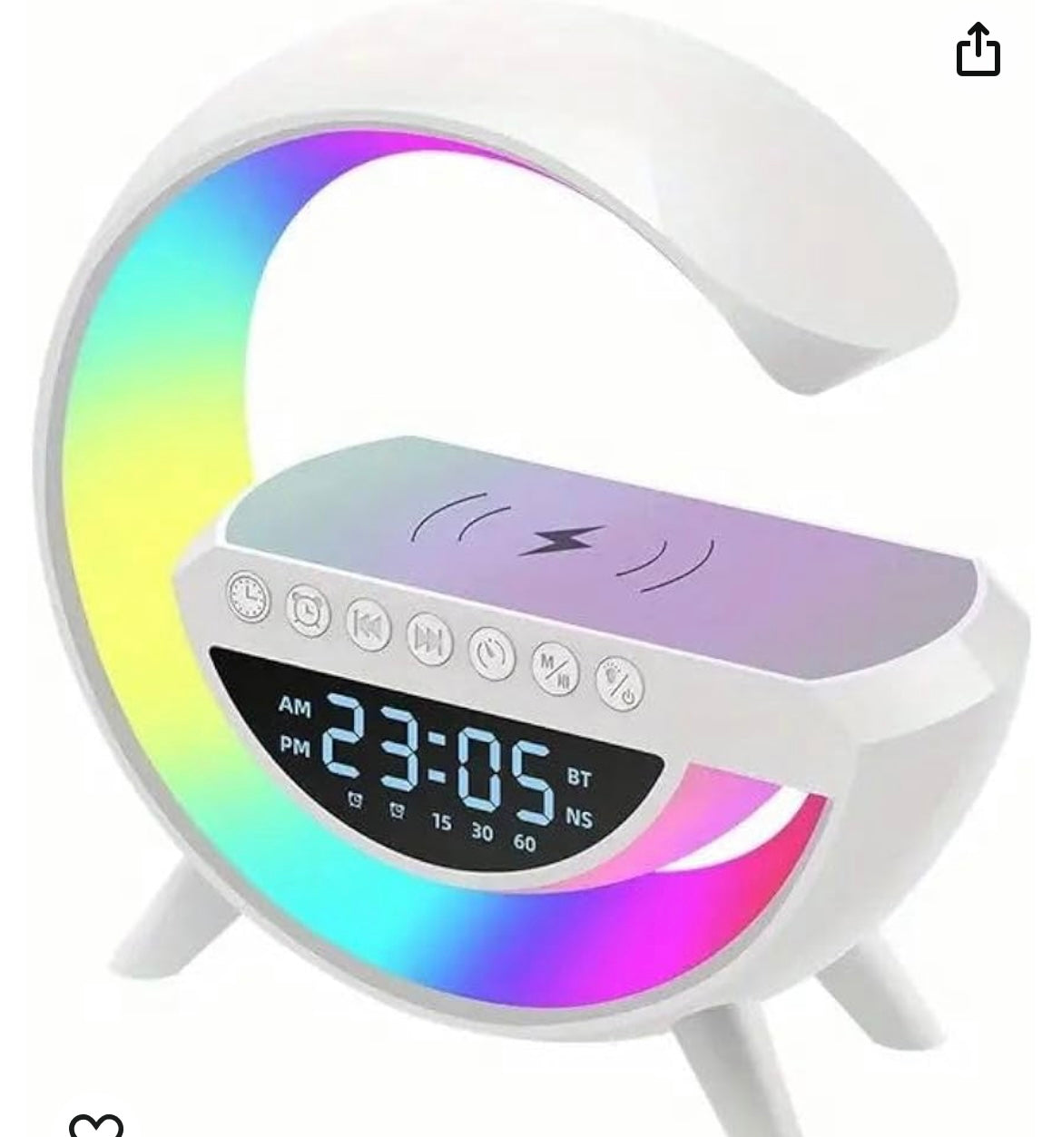 Cassa Bluetooth Wireless LED Speaker Orologio Lampada LED Caricabatteria Smartphone