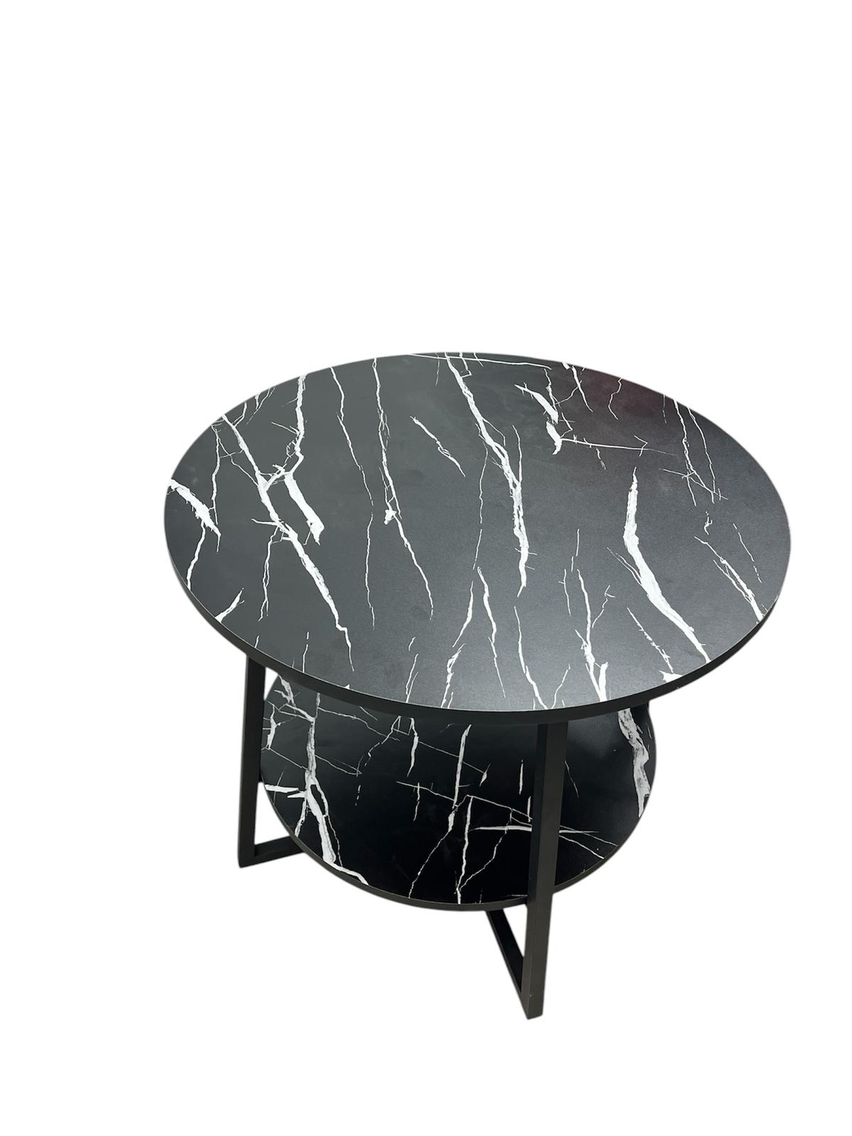 TAVOLINO IN LEGNO EFFETTO MARMO BIANCO & NERO