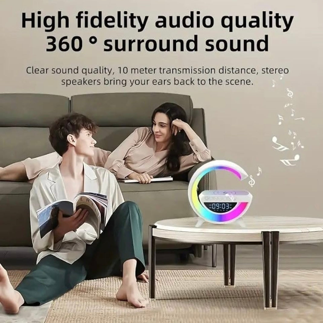 Cassa Bluetooth Wireless LED Speaker Orologio Lampada LED Caricabatteria Smartphone