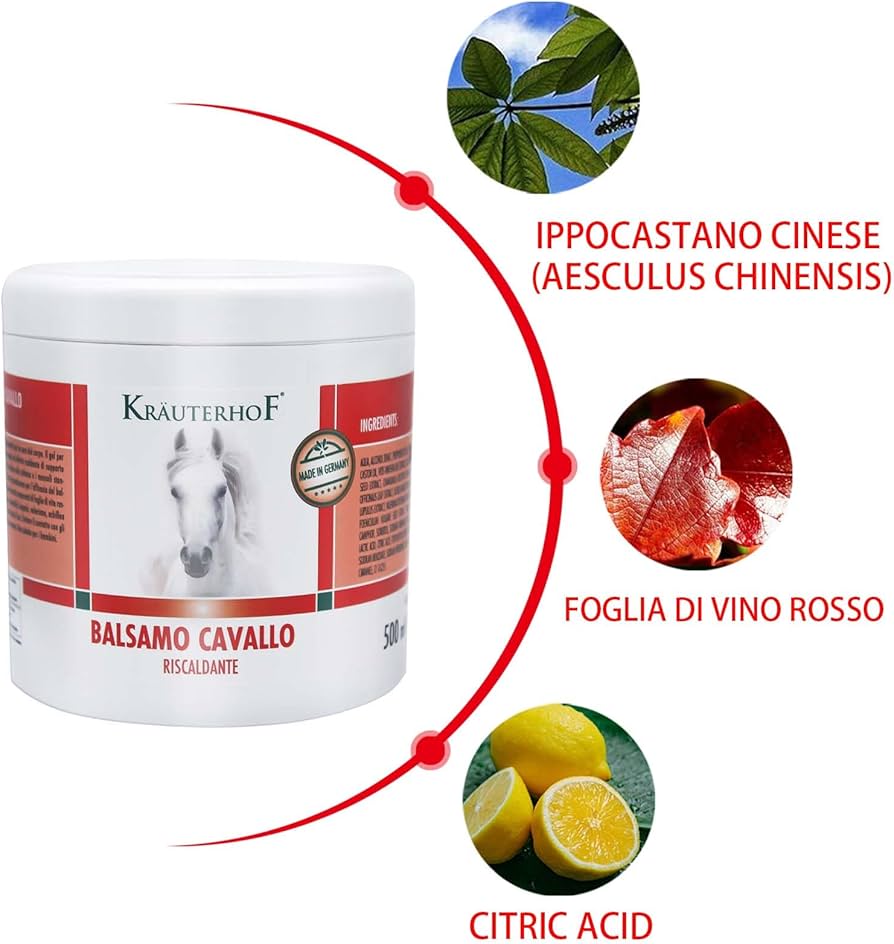 Balsamo del cavallo riscaldante, extra forte, gel massaggiante - Rimedio naturale per il sollievo muscolare