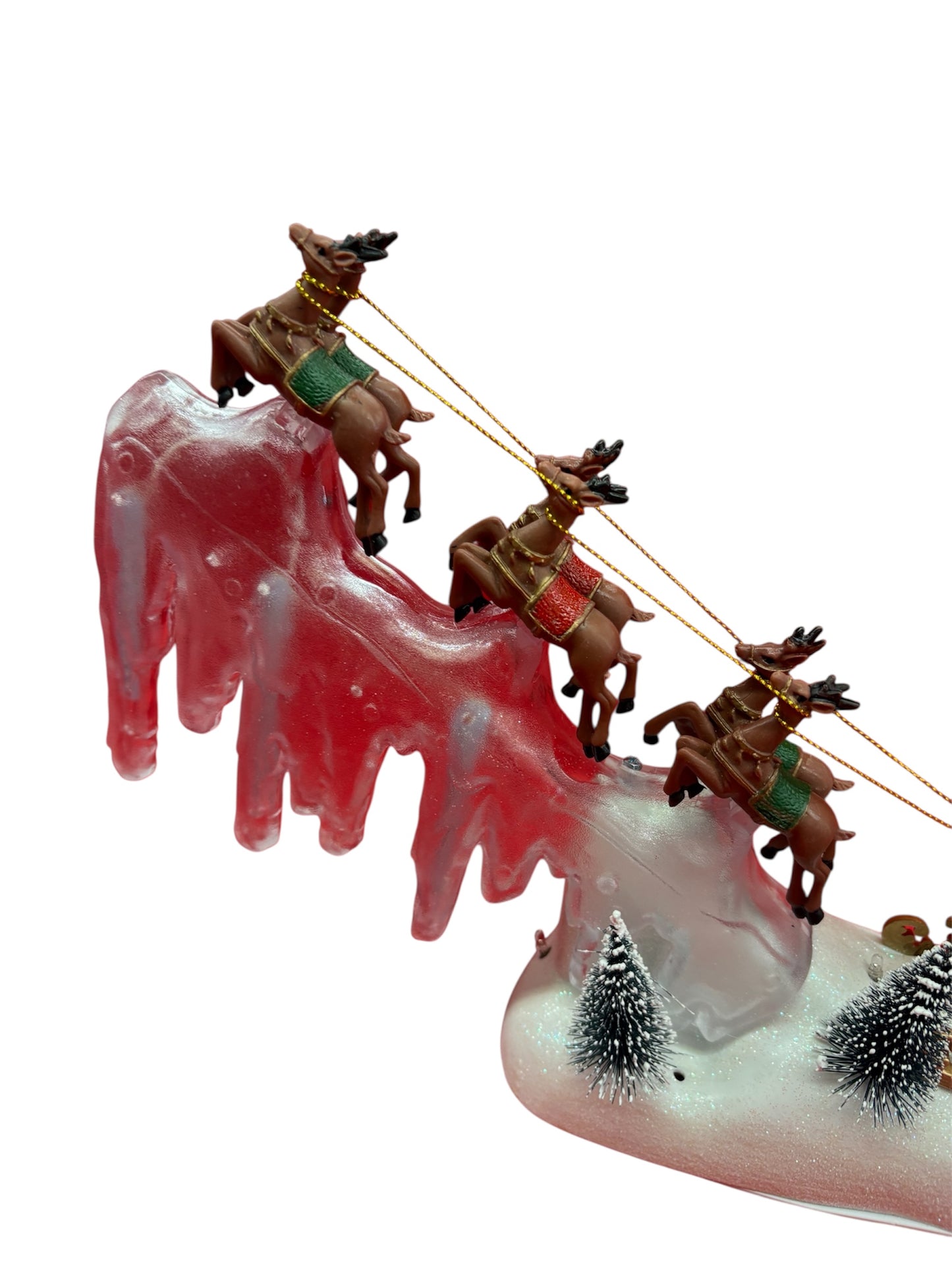 GIOSTRINA SLITTA BABBO NATALE CON RENNE MUSICA MOV E LED