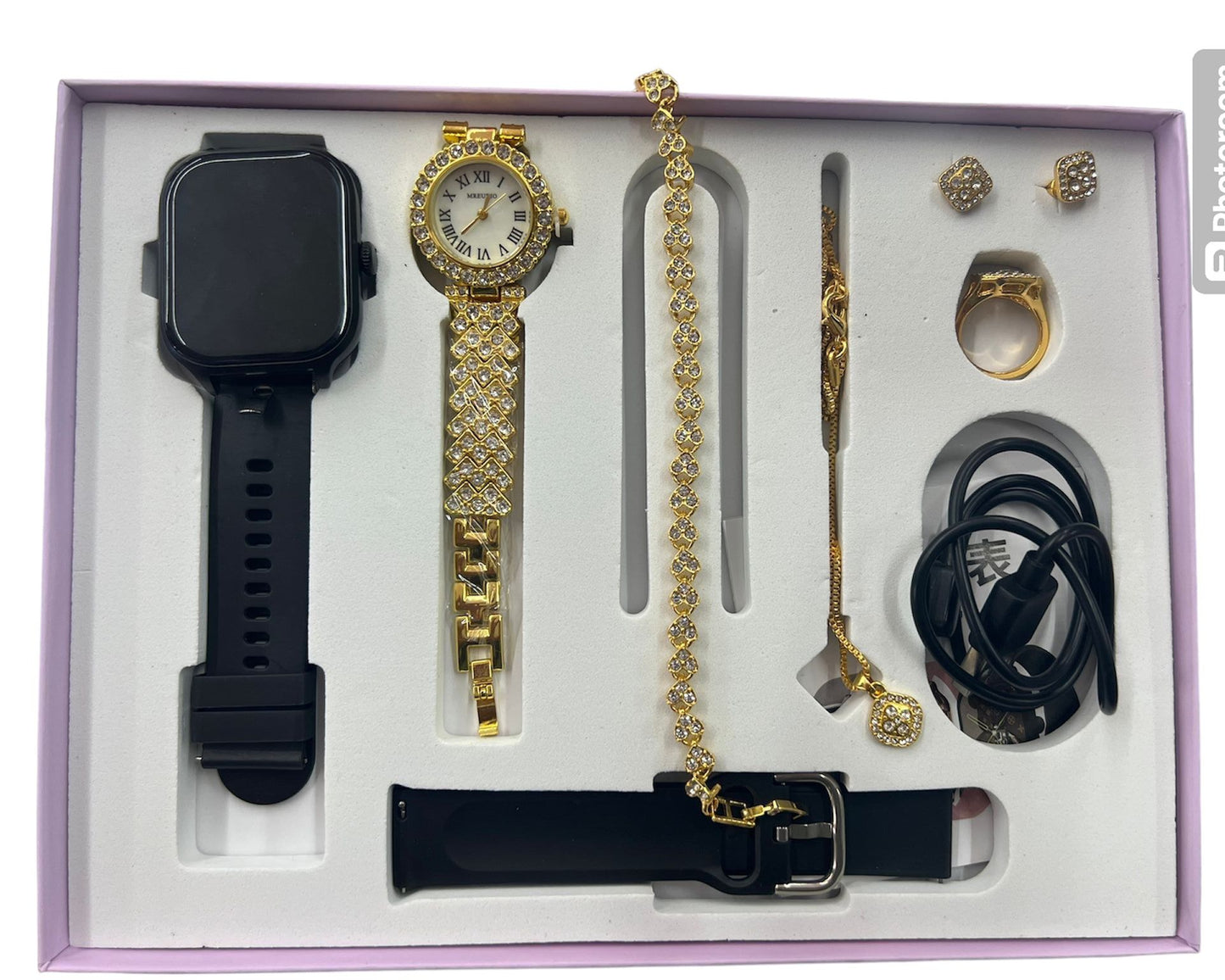 OROLOGIO SMARTWATCH + COLLANA,ANELLO,BRACCIALE ORECCHINI,OROLOGIO
