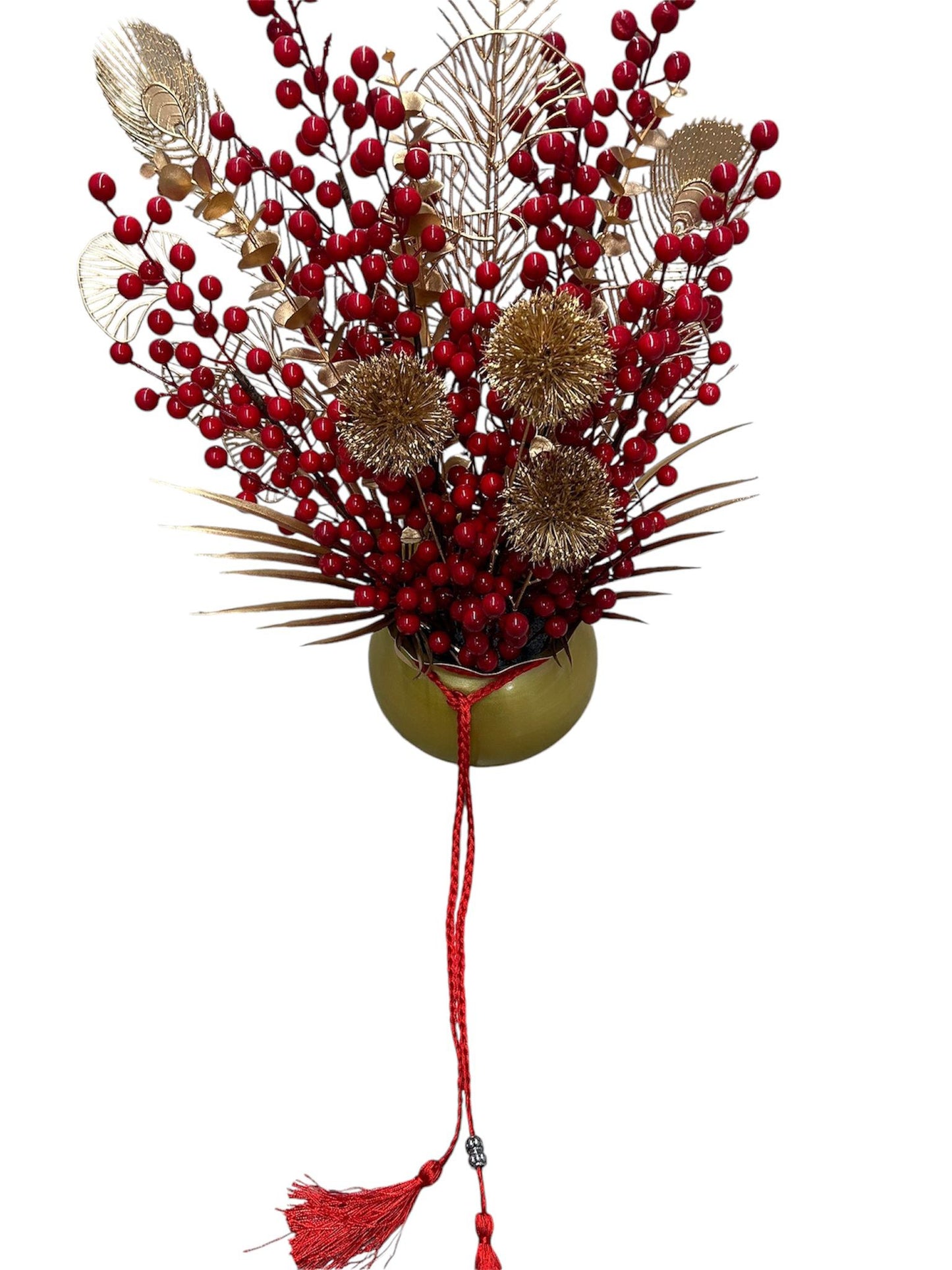 Composizione Fiori Artificiale bacche natalizie