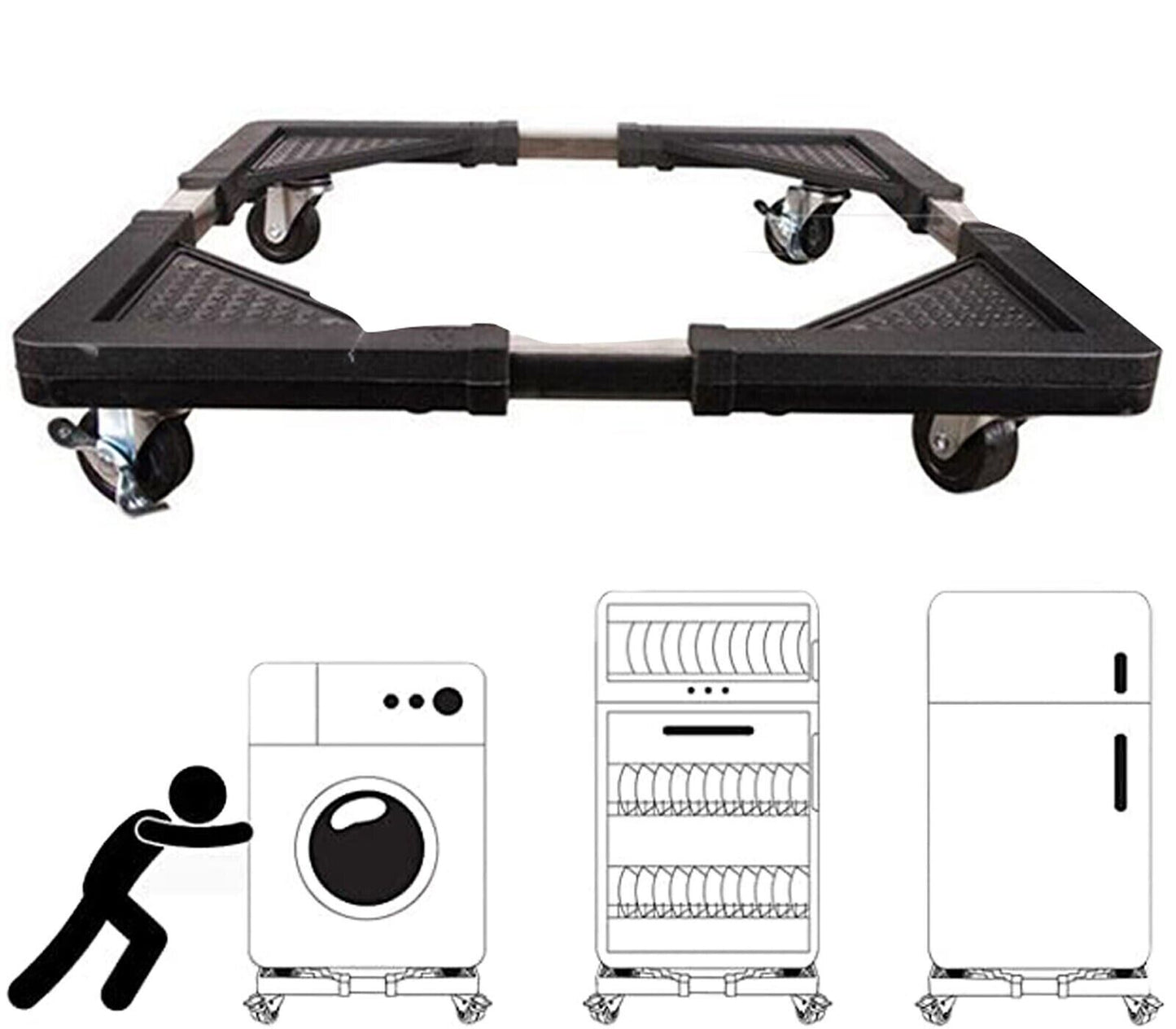Base supporto frigo con ruote base mobile frigorifero lavatrice 60x60cm