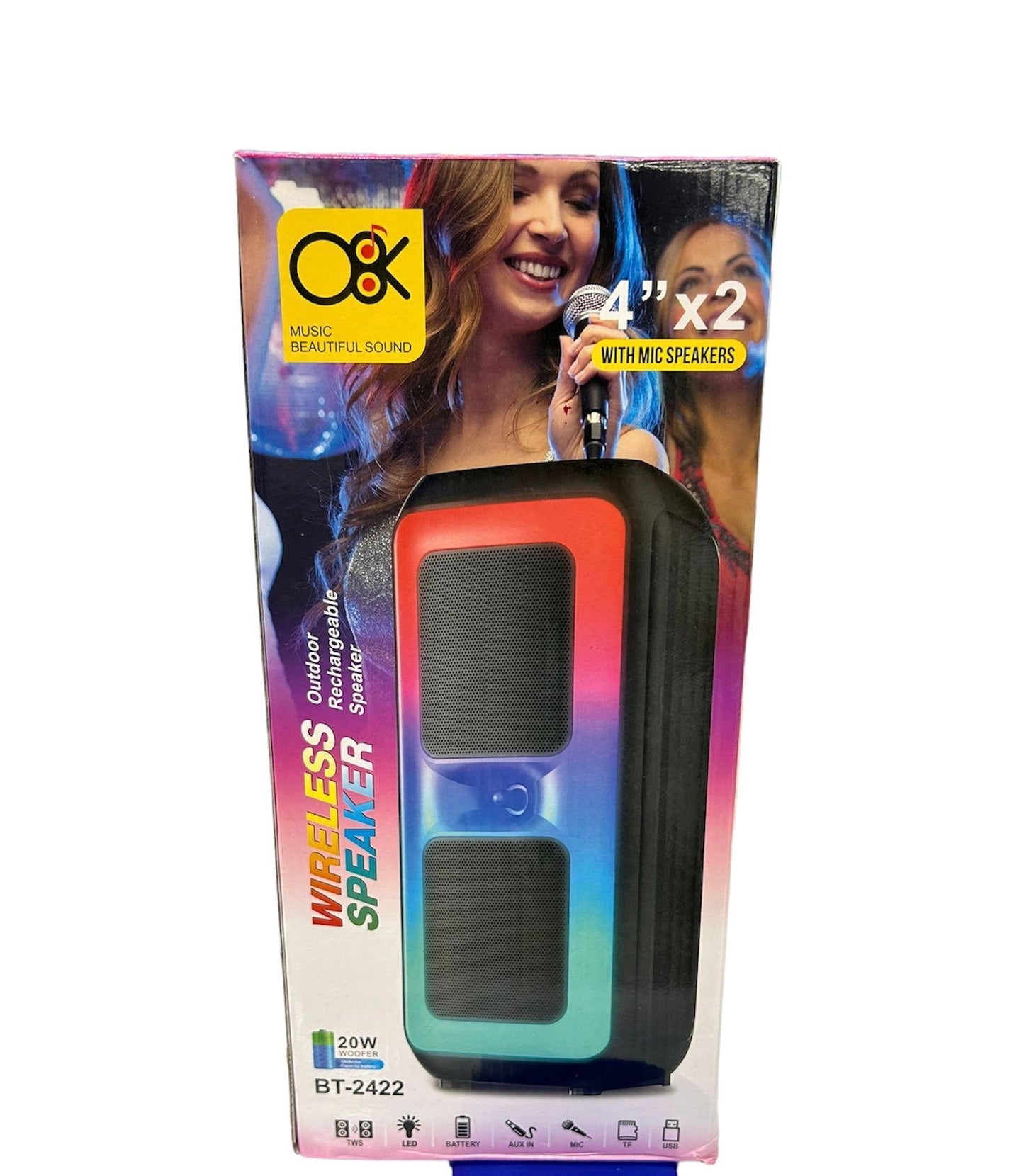 ltoparlante Bluetooth portatile Stereo di grande potenza Subwoofer altoparlanti per feste con microfono famiglia Karaoke USB