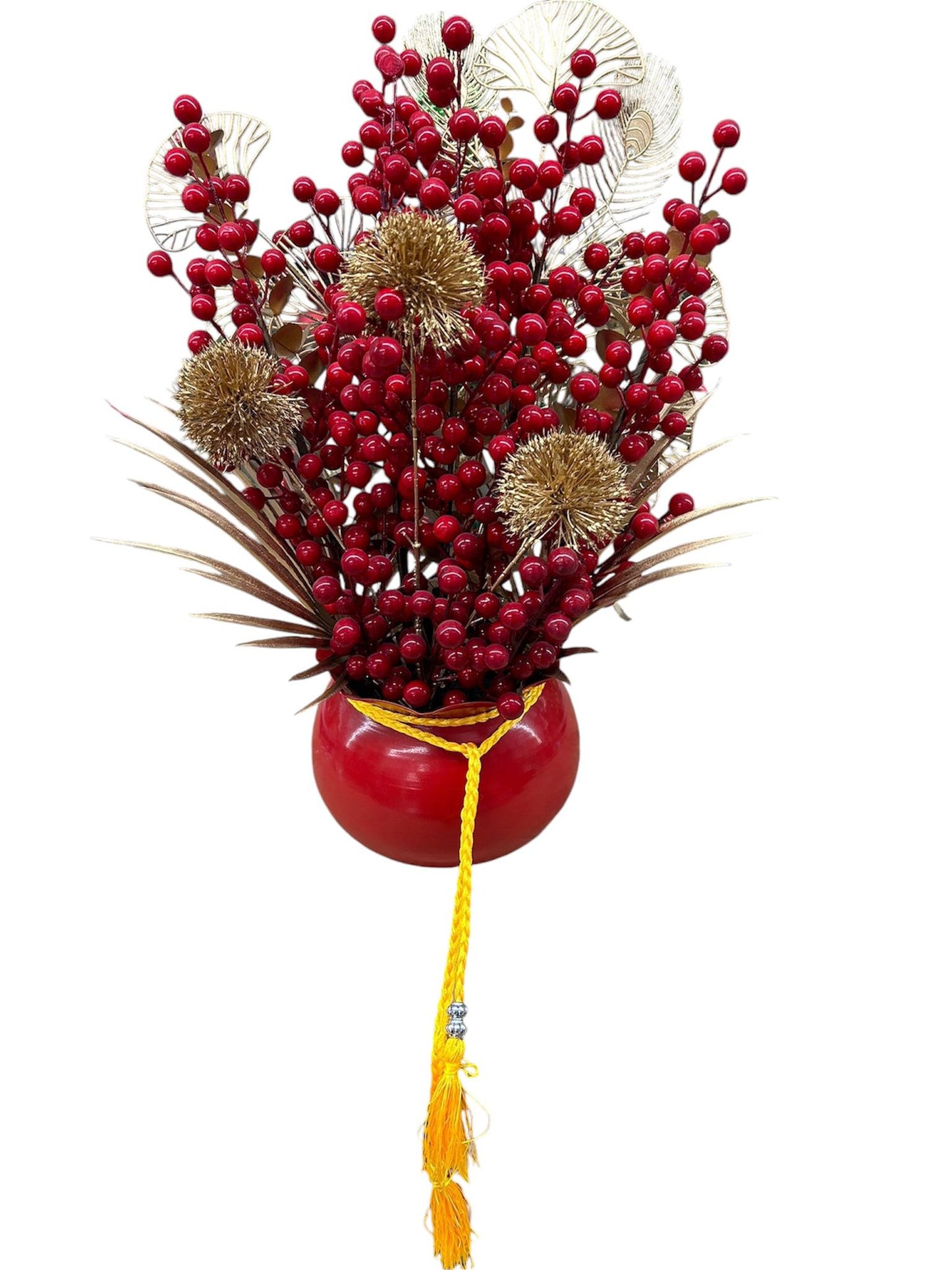Composizione Fiori Artificiale bacche natalizie
