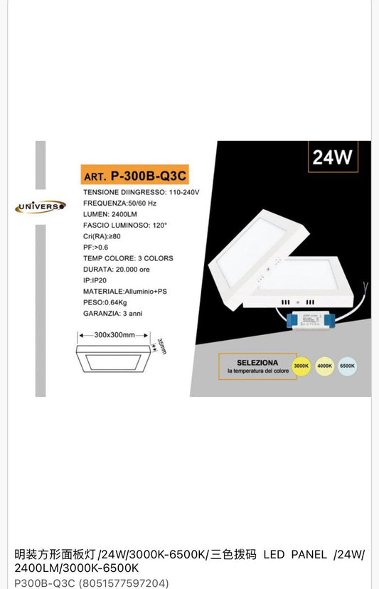 PANNELLO LED DA INCASSO P-300B-Q3C