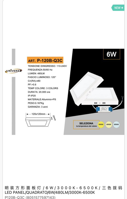PANNELLO LED
DA INCASSO P-120B-Q3C