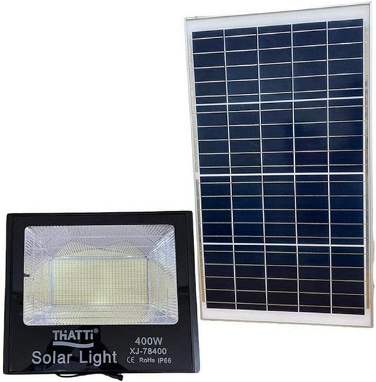 Faro 400W A Led Smd Con Pannello Solare E Sensore Crepuscolare Con Telecomando