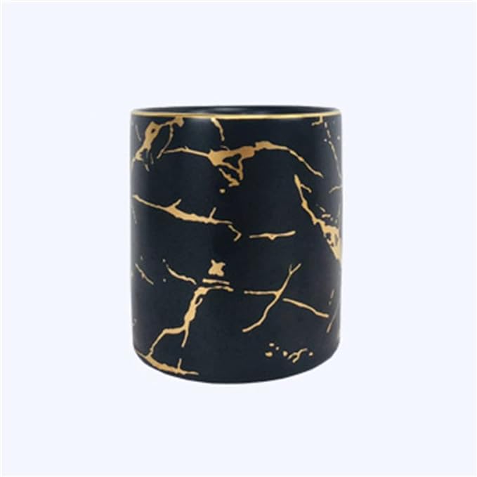 Portapenne Marmorizzato Fulmine Oro Pennello per Trucco Tazza Portaoggetti Tazza Tubo portaoggetti Arredamento per la casa (D 8.5 * 8Cm)