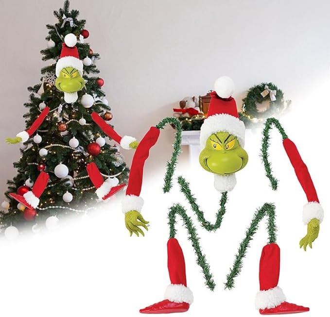 Grinch & Babbo Natale Decorazione per Albero di Natale Testa, braccia e gambe per l'albero di Natale