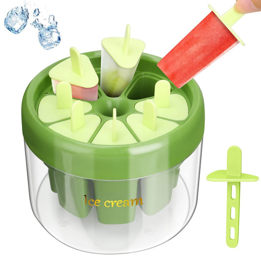 Stampi per gelato, stampi per ghiaccioli in silicone con portaghiaccio rotondo, 8 pezzi