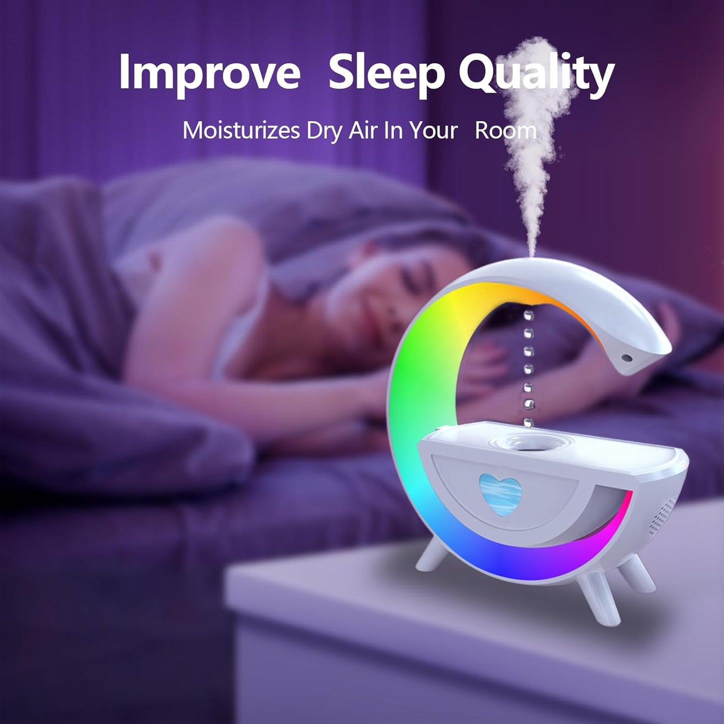 Umidificatore Antigravità 2 in 1 con Luce LED,Grande Capacità,Umidificatore ad Ultrasuoni per Aromaterapia,Altoparlante Bluetooth,per Ufficio,Camera da Letto