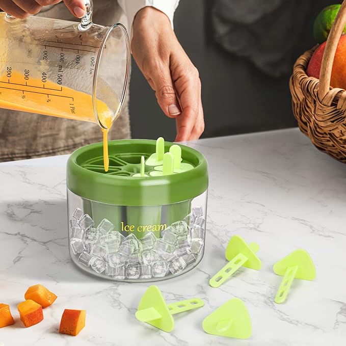 Stampi per gelato, stampi per ghiaccioli in silicone con portaghiaccio rotondo, 8 pezzi