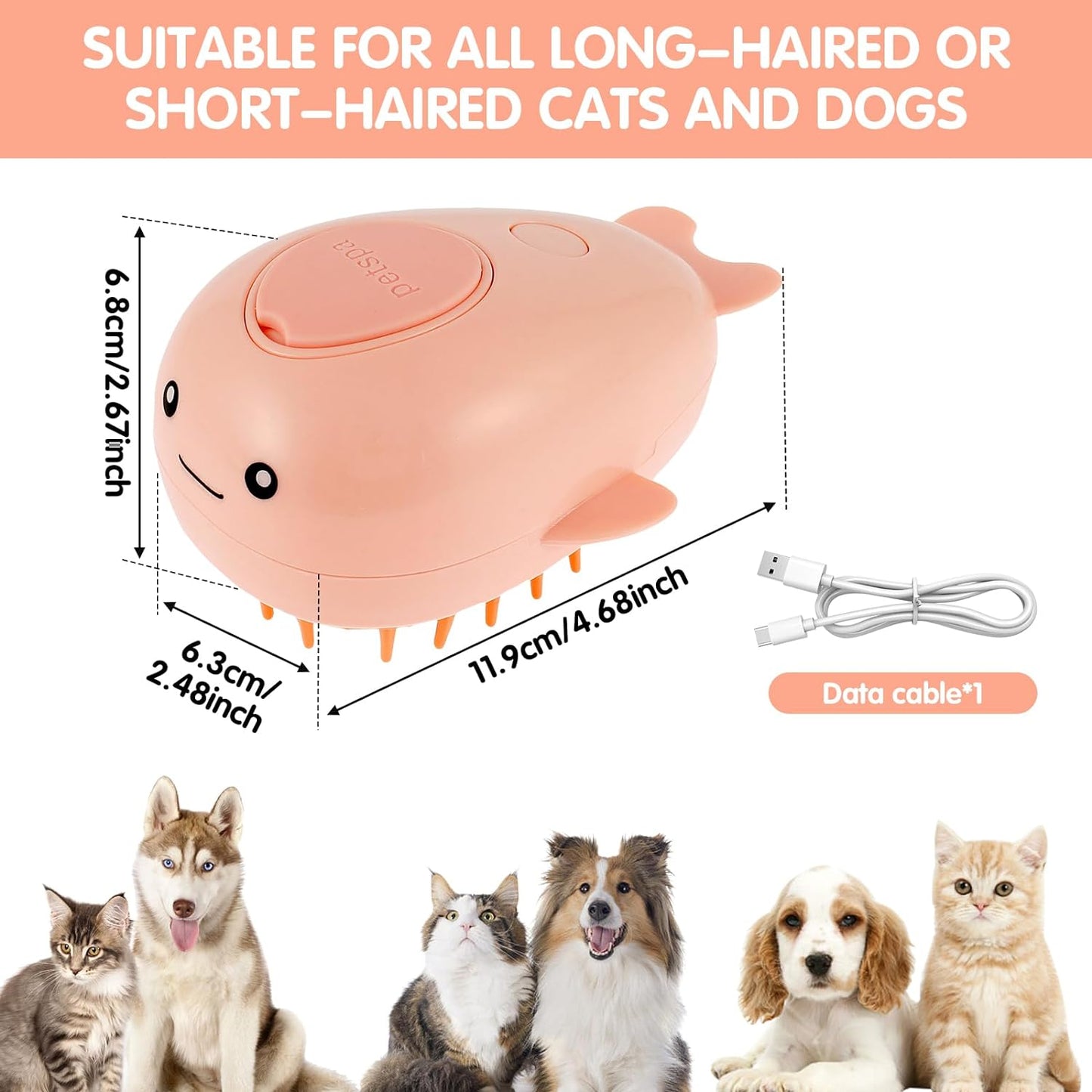 Riparato a vapore per gatto spargimento da 3 in 1 spruzzo di gatto a spruzzo con serbatoio dell'acqua USB Respacci a vapore ricaricata a vapore efficiente spazzola