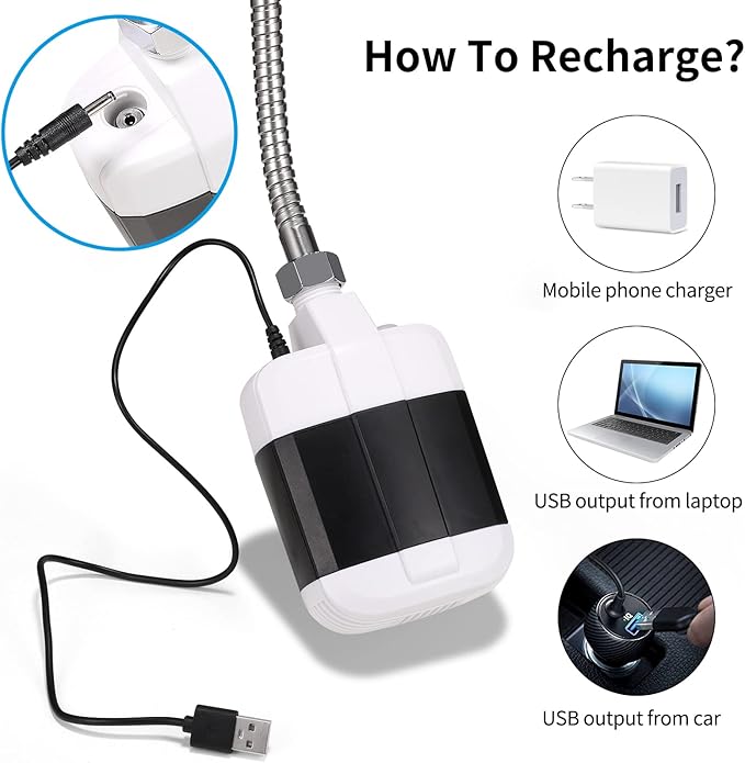 Doccia da campeggio portatile, pompa per doccia ricaricabile tramite USB, soffione doccia portatile da esterno, pompa l'acqua dal secchio in un flusso doccia stabile e delicato, per campeggio,