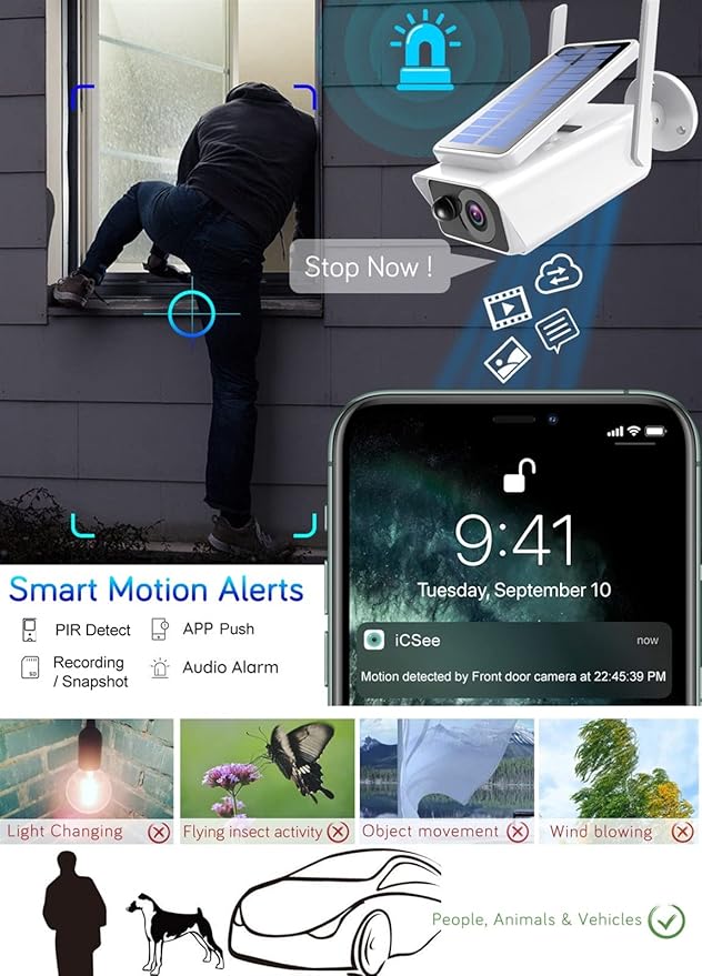 Telecamera di sicurezza solare wireless Telecamera WiFi di energia solare senza fili
