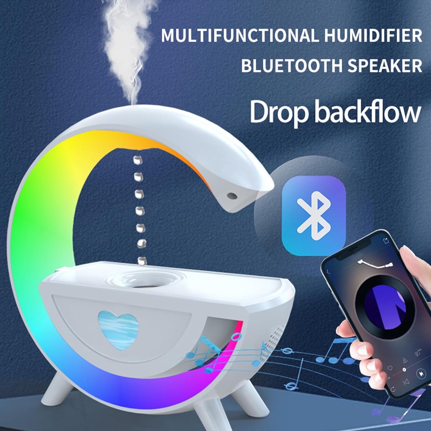 Umidificatore Antigravità 2 in 1 con Luce LED,Grande Capacità,Umidificatore ad Ultrasuoni per Aromaterapia,Altoparlante Bluetooth,per Ufficio,Camera da Letto