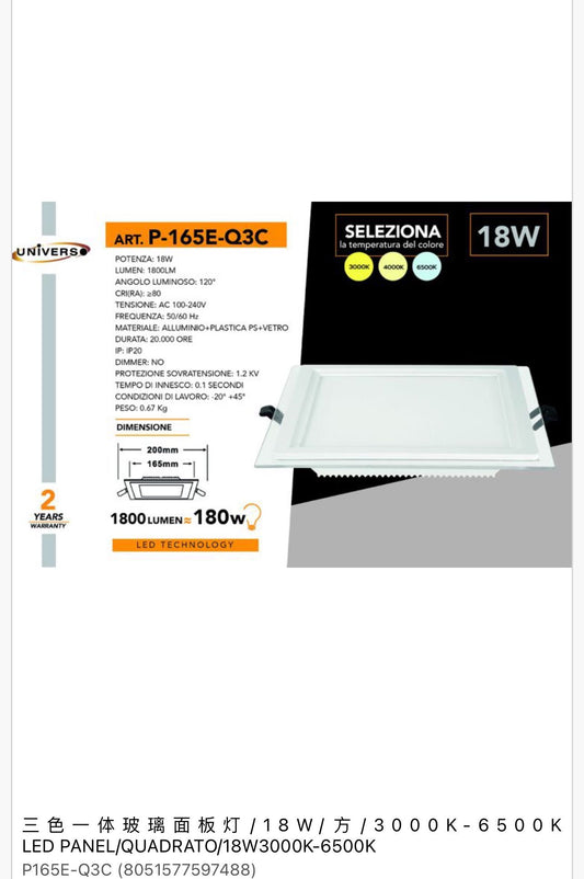 PANNELLO LED
DA INCASSO  P-165E-Q3C