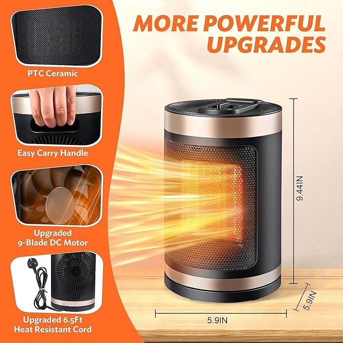 termoventilatore Riscaldatore elettrico con ventola, riscaldatore elettrico portatile