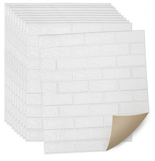 Adesivo 3D Effetto mattone colore bianco 77x77cm