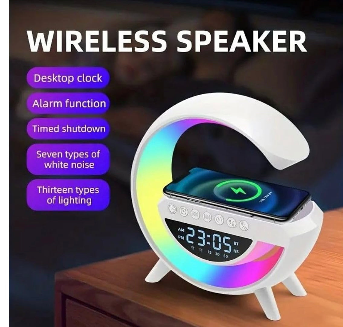 Cassa Bluetooth Wireless LED Speaker Orologio Lampada LED Caricabatteria Smartphone