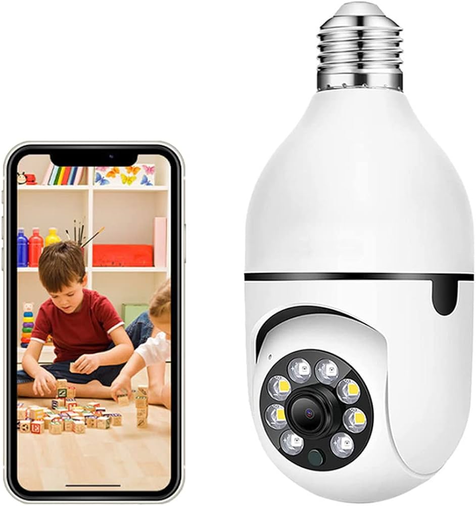 Telecamera a bulbo, E27 WIFI 1080P 360 Gradi Monitoraggio Automatico Fotocamera Panoramica con Audio bidirezionale/Rilevamento del movimento/Telecamera di sicurezza