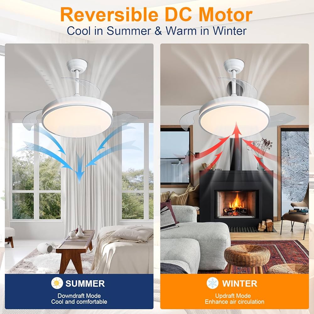 Ventilatore da soffitto con illuminazione, ventilatore da soffitto, silenzioso, con timer per ventilatore, lampada da soffitto con telecomando,