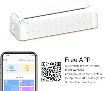 Stampante portatile,Stampante portatile per carta A4 Stampa termica Wireless BT Connect Compatibile con iOS e Android Supporto per stampante fotografica mobile