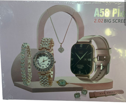 OROLOGIO SMARTWATCH + COLLANA,ANELLO,BRACCIALE ORECCHINI,OROLOGIO