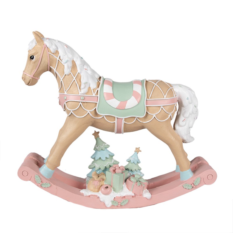 decorativa di Natale Cavallo a dondolo 41x10x37 cm Beige Rosa