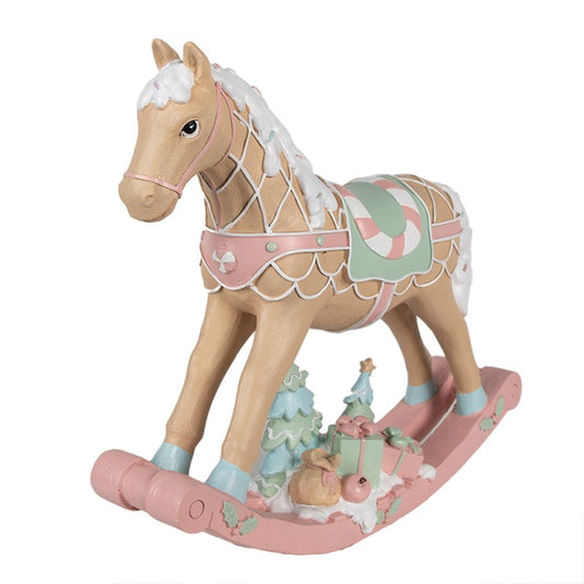 decorativa di Natale Cavallo a dondolo 41x10x37 cm Beige Rosa