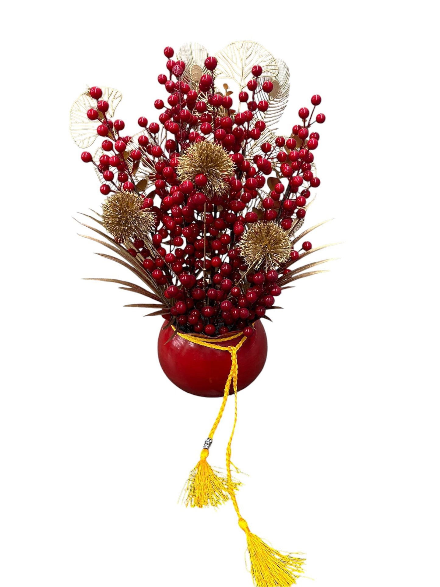Composizione Fiori Artificiale bacche natalizie