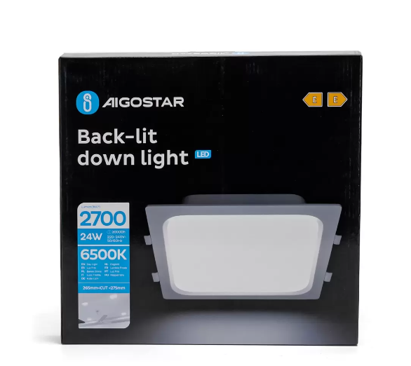 Faretto Led slim da incasso 24W Quadrato Cornice bianca Apertura 100 gradi Bianco freddo 6500K Aigostar