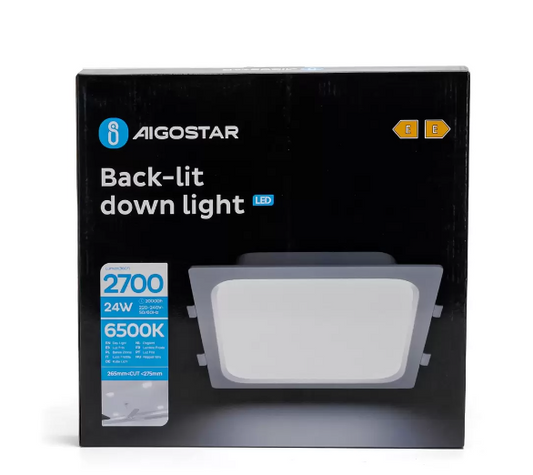 Faretto Led slim da incasso 24W Quadrato Cornice bianca Apertura 100 gradi Bianco freddo 6500K Aigostar