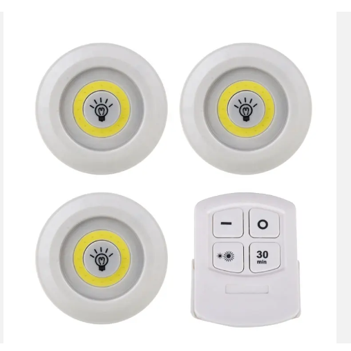 Distributore Wanted LED Light 3 pezzi Interruttore wireless a pulsante Luce a batteria Lampada da armadio con telecomando a LED Luce sottopensile