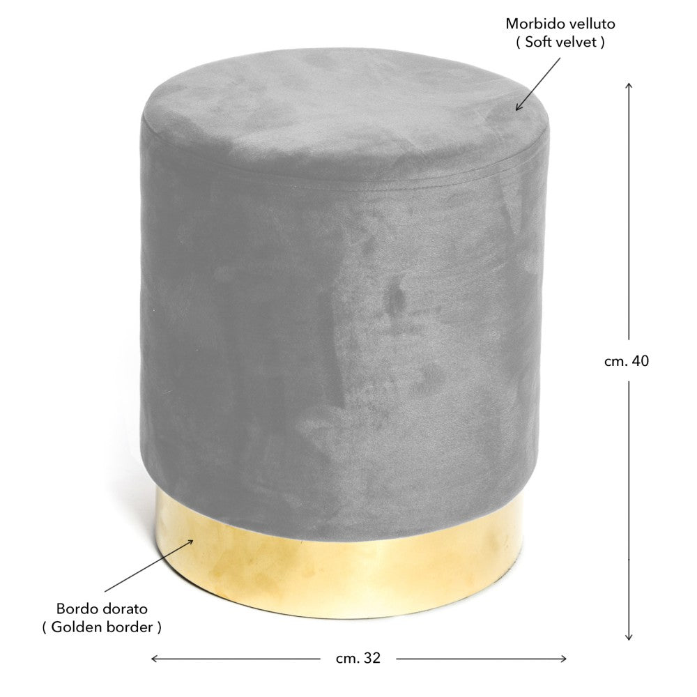 POUF POGGIAPIEDI CILINDRO VELVET IN VELLUTO UNITO