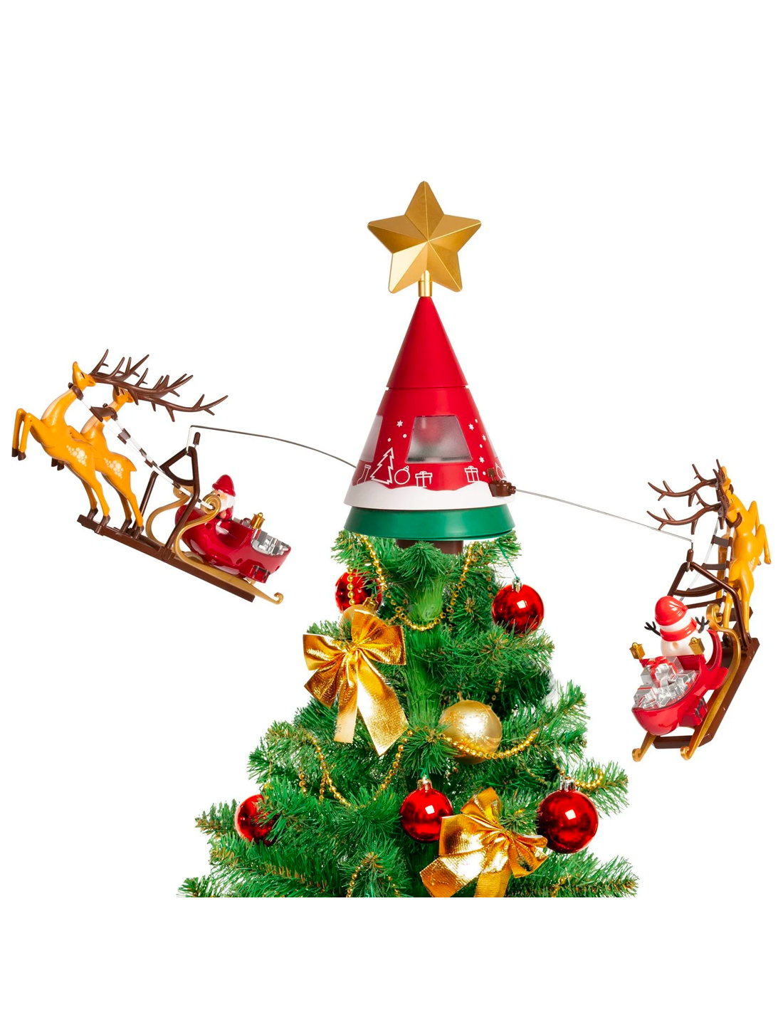 Puntale Rotante per Albero di Natale Girevole Girevole a 360° Luci Suoni