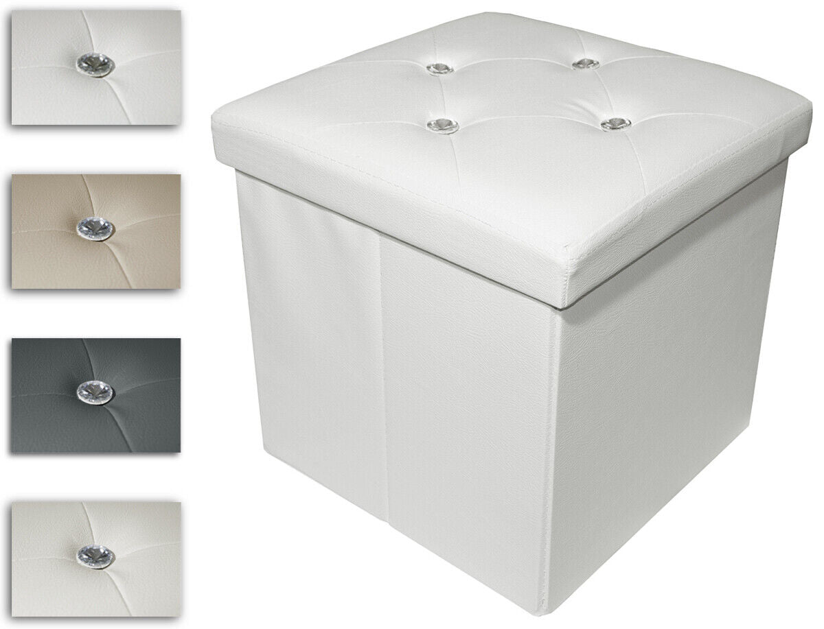 Pouf  Contenitore Ecopelle Swarovski Panca