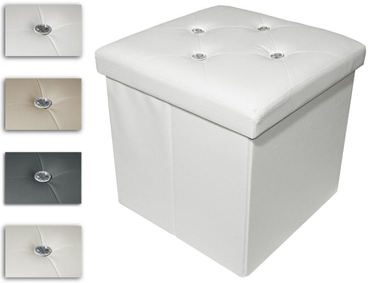 Pouf  Contenitore Ecopelle Swarovski Panca